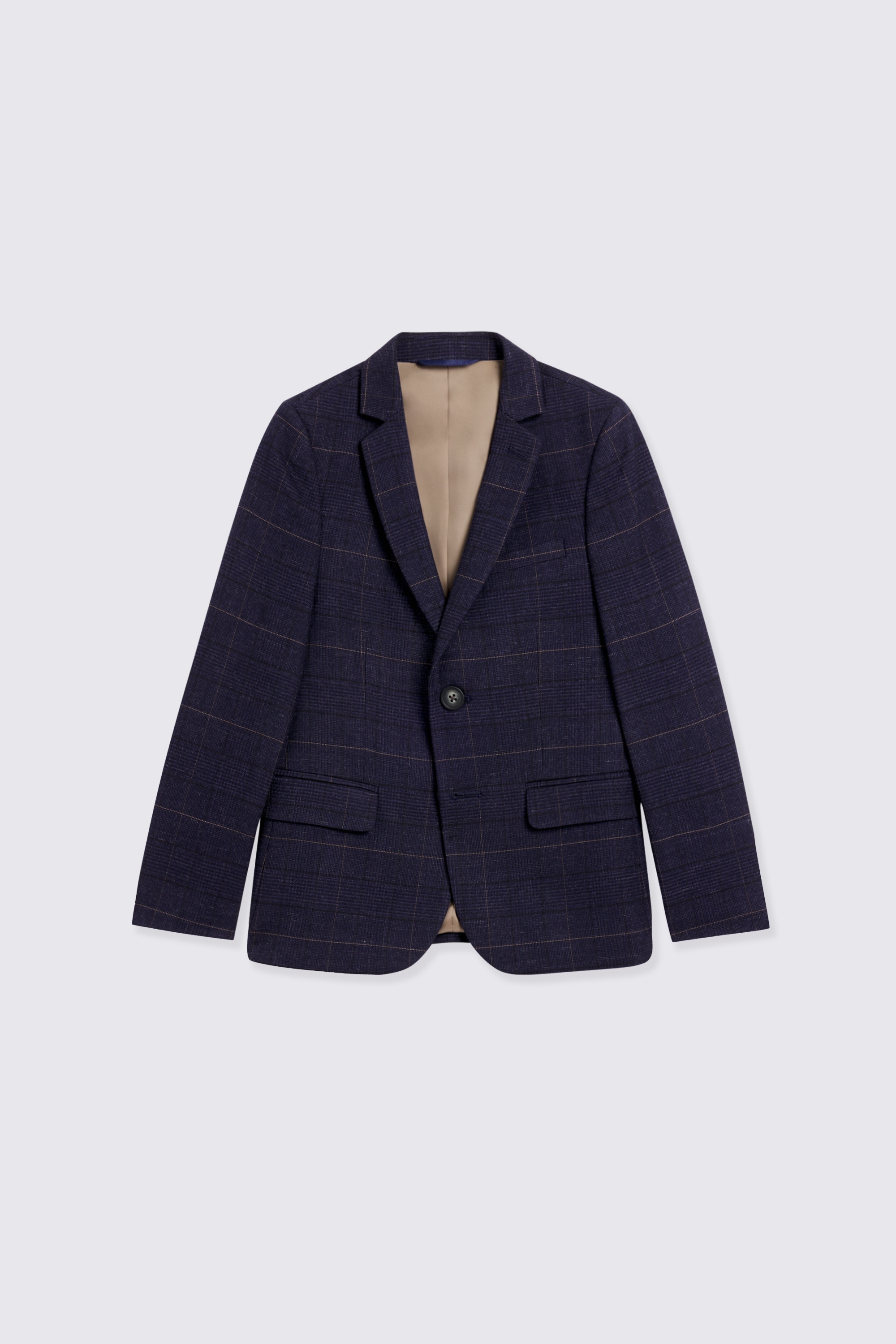 Boys Navy Black Check Suit